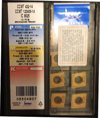 ISCAR CCMT 432 - 14 IC 9025 P20-P30 Carbide Inserts 10 Pcs Lathe Mill Tools Gold