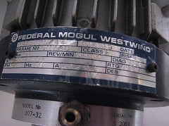 Federal Mogul Westwind Air Bearing Spindle Model 107-32 3400 RPM 1.5HP Precision
