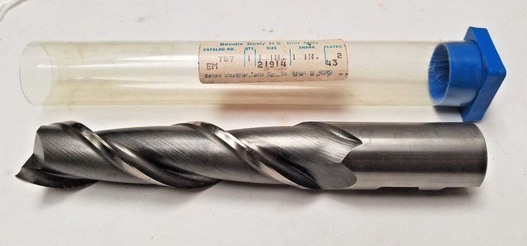 Besly Bendix HSS End Mill 2 Flutes New USA 767 1" Size 1" Shank