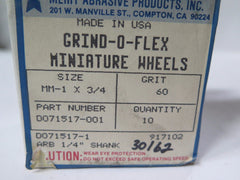 10 Pcs MERIT Abrasives Grind O Flex Mini Wheel 30162 MM 1 x 3/4