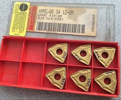 SANDVIK Coromant WNMG 433-SM 215 M15 08 04 12-SM Lathe Carbide 6 Inserts Gold