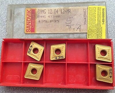 SANDVIK Coromant CNMG 433-MR 12 04 12-MR 435 P35 Lathe Carbide 5 Inserts Gold