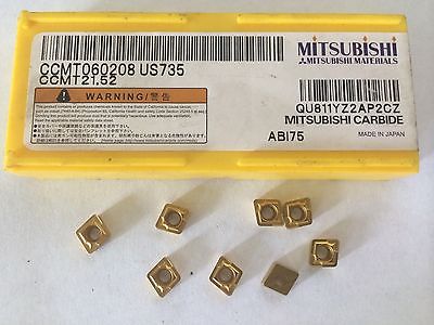 8 Pcs MITSUBISHI CCMT 060208 US 735 21.52 Lathe Carbide Inserts Tools New Gold