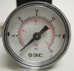 SMC ARX21-N01P Regulator w/ Gauge 1/8NPT ports .05-.3MPa Pressure Range 60PSI