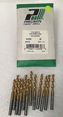 Lot of 12 High Speed S.M Length Drills #8 PRECISION Twist Drills Made in USA
