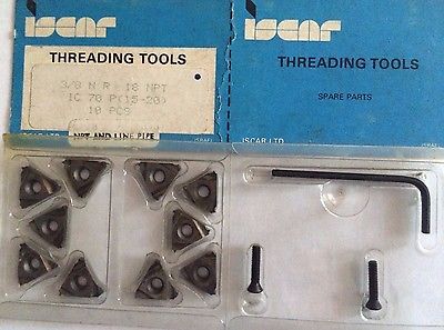 ISCAR Threading Tool 3/8 N R 18 NPT IC 70 Carbide Inserts 10 Pcs Thread Lathe