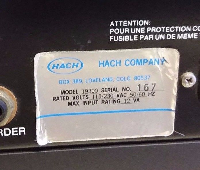 HACH Company Amperometric Titrator 19300 Chlorine