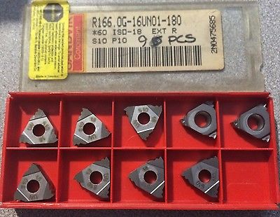 SANDVIK Coromant R166 0G 60 ISO-18 S10 P10 Threading Lathe Carbide Inserts 9 Pcs