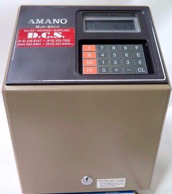 AMANO MJR-8000 Computerized Calculating Time Clock, Used, Excellent Condition
