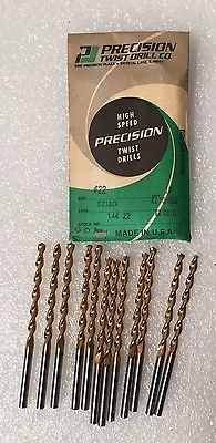 Lot of 12 High Speed Steel Drills #22 PRECISION Twist Drills Made in USA