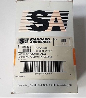Standard Abrasives 615426 Flap Wheels 3 x 1 x 1/4 Wheel 10 Pcs New 310 80 A/O