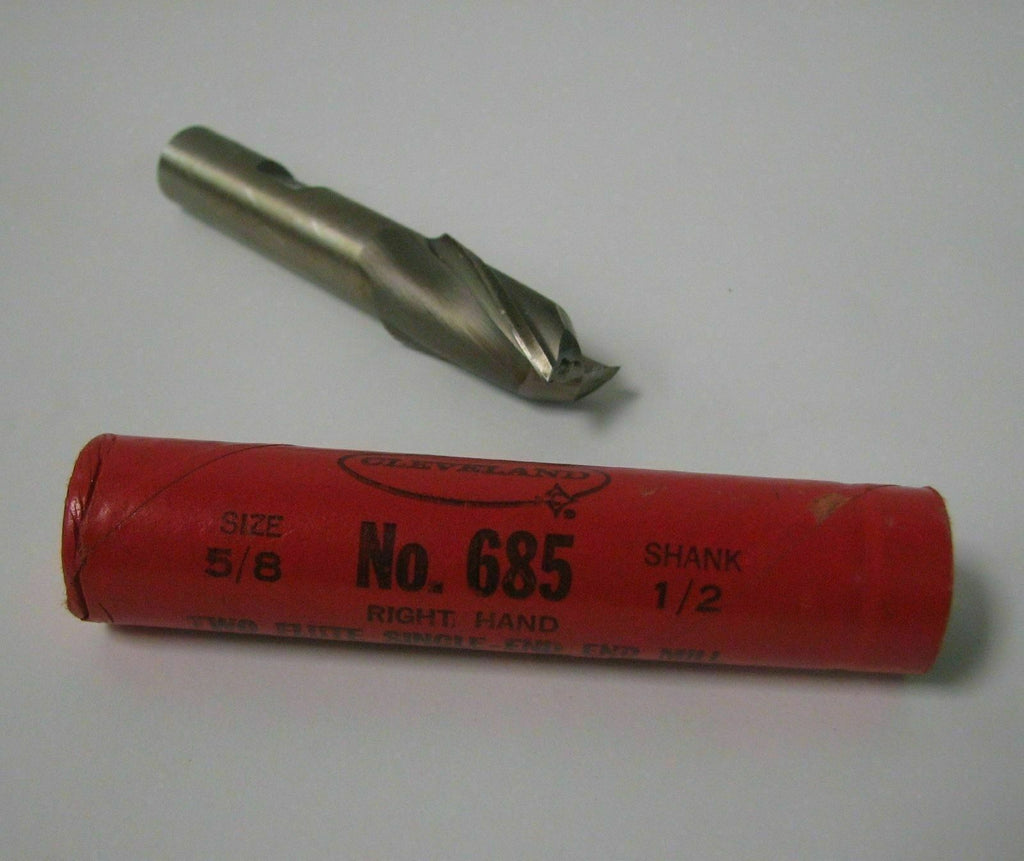 Cleveland #685 HSS End Mill 5/8" Diameter 1/2" Shank 2 Flutes Brand New