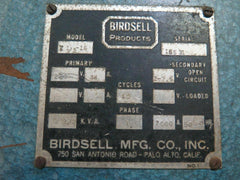 7-1/2 KVA BIRDSELL PRODUCTS Spot Welder 220V Single Phase Model 7 1/2 - 16