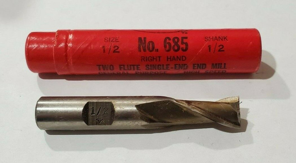 Cleveland #685 HSS End Mill 1/2" Diameter 1/2" Shank 2 Flutes Brand New