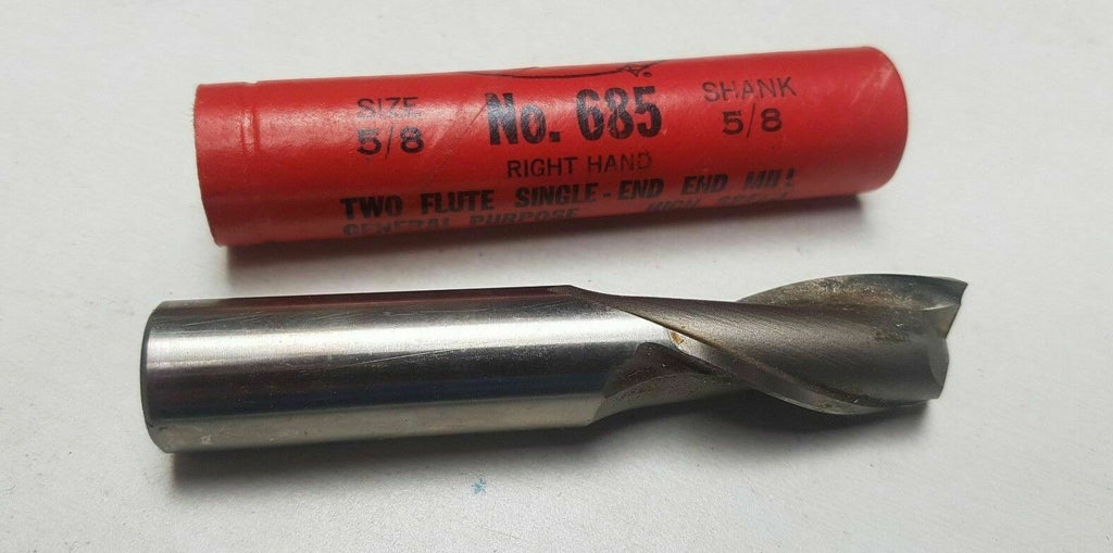 Cleveland Twist Drill NO. 685 HSS Single End Mill 5/8 5/8 Shank 2 Flutes New USA